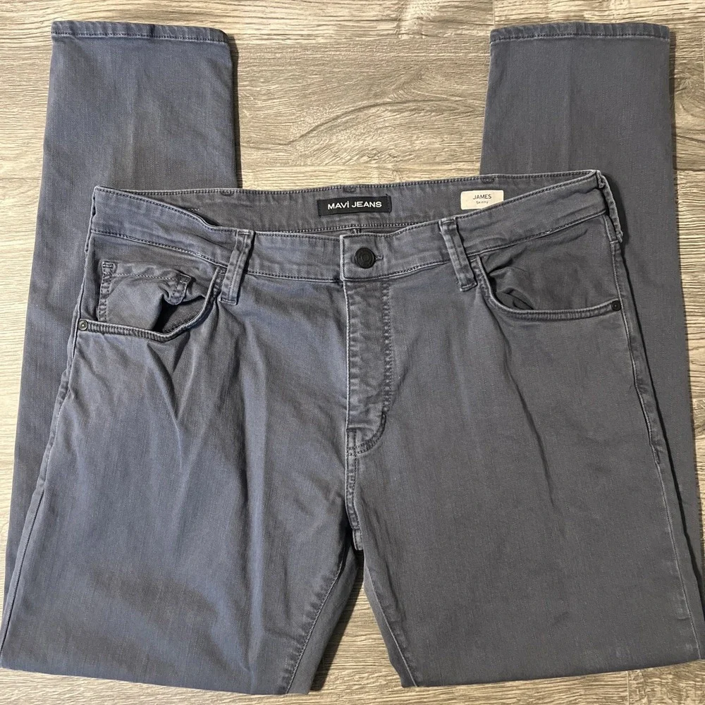 Mavi James Skinny Leg Dark Blue/Gray Stretch Men's Denim Jean Pants Size 38x32 - Picture 4 of 11